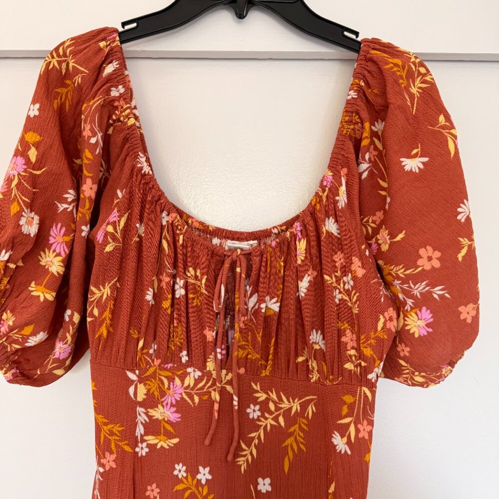 Billabong True Romance Printed Midi Dress in rust orange - Picture 10 of 12